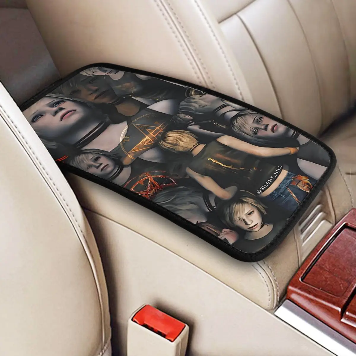 Center Console Cover Pad Silent Hill Horror Video Games Car Armrest Cover Mat Collage Four Seasons Auto Interior