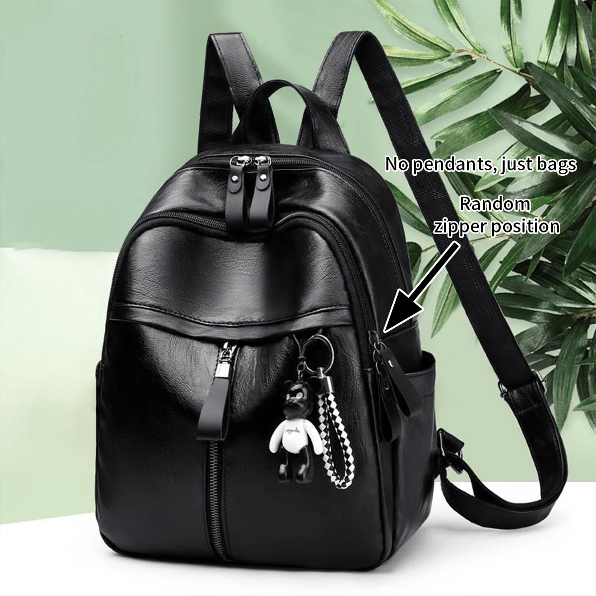 1PC Korean version of large capacity student schoolbag PU backpack female trend solid color women soft leather backpack