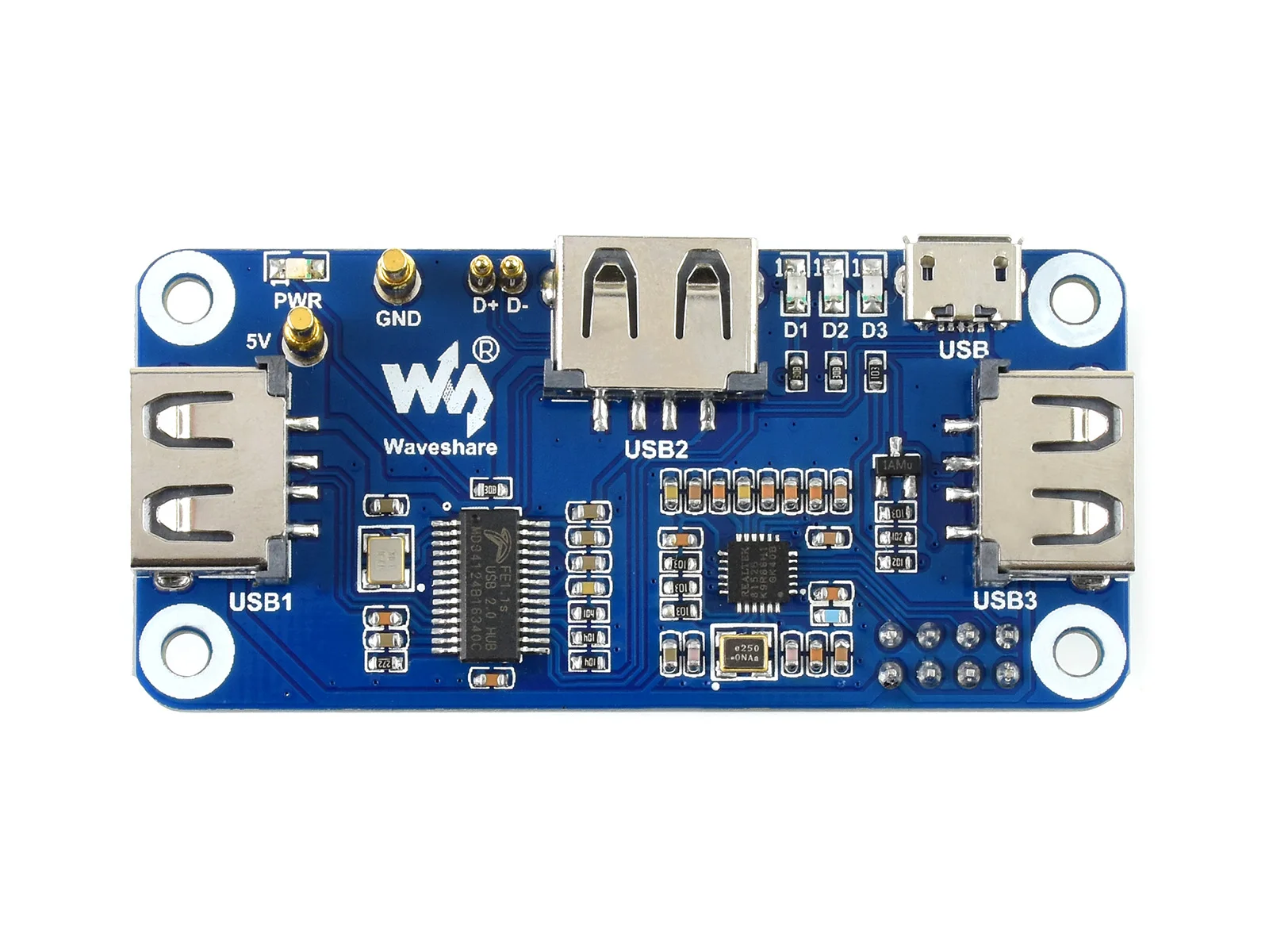 Waveshare PoE Ethernet / USB HUB HAT For Raspberry Pi Zero/ Zero W / Zero WH, 3x USB 2.0 Ports, 802.3af-Compliant