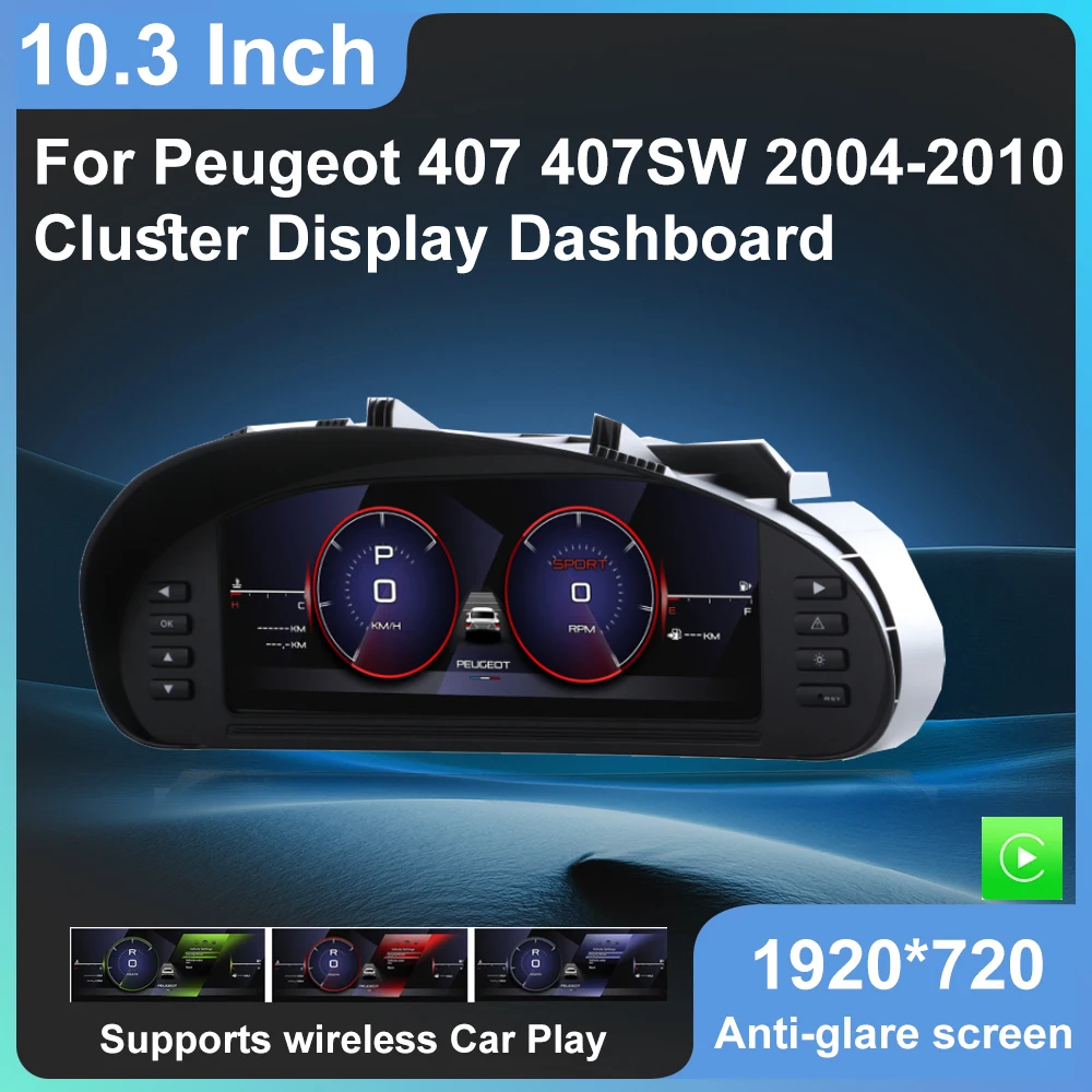 

Cluster Display For Peugeot 407 407SW 2004-2010 Dashboard Digital Instrument LCD 10.3 Inch Linux Carplay Speedometer OTA UP