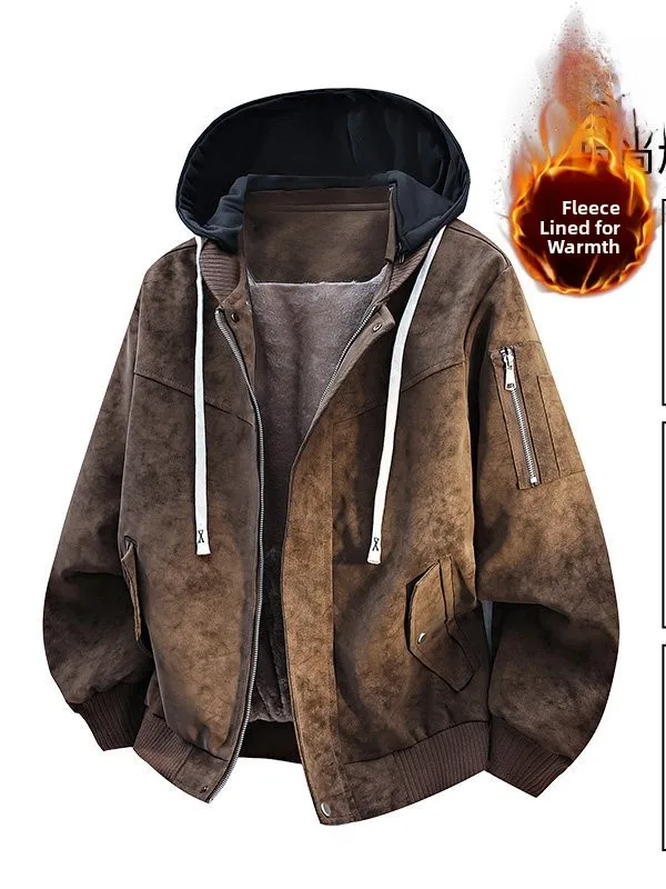 

Men's Autumn Winter Large Size Leather Jaet Baseball Sle High Street Retro Faion Trendy Match All PU Leather Coat