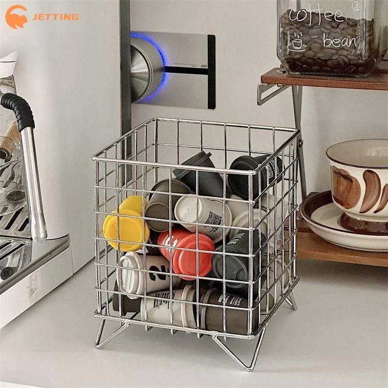 (New) 1Pcs Coffee Pod Holder Large Capacity Coffee Capsule Holder Coffee Creamer Container Square Shape Pod Storage Cup