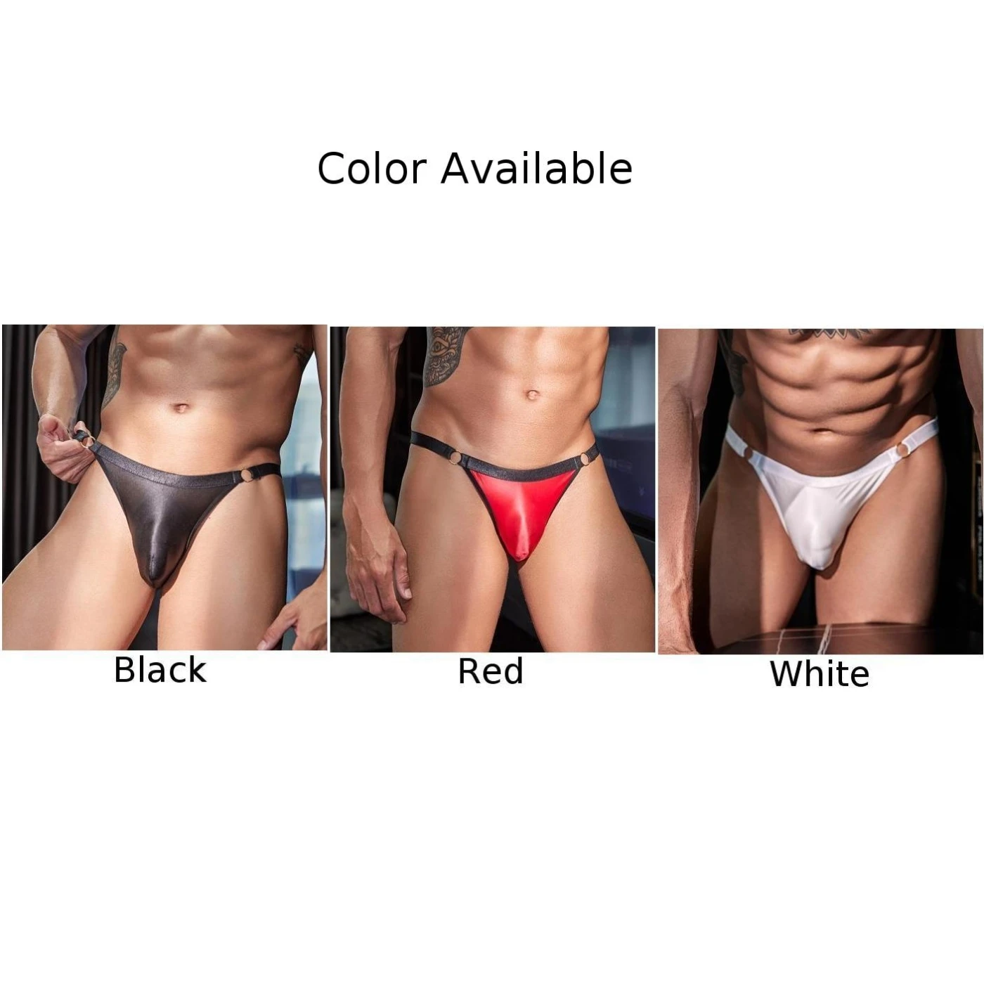 Mens Sexy Lingerie Oil Shiny Glossy Ultra-Thin Underwear For Hot Man Low Rise Pouch Briefs Elastic Underpants Breathable Panties