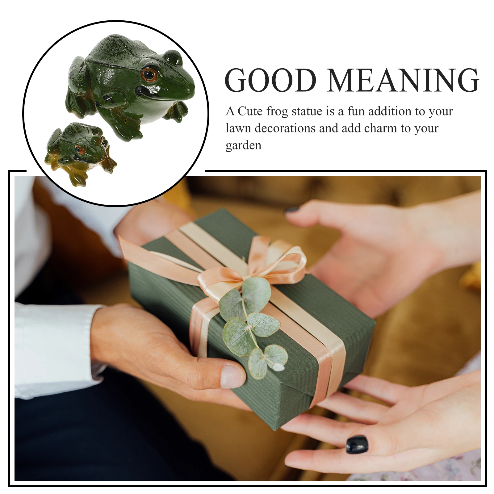 

2Pcs Resin Frog Figurines Cartoon Frog Statue Garden Lawn Pond Outdoor Home Decoration Garden Ornament Outdoor Statue