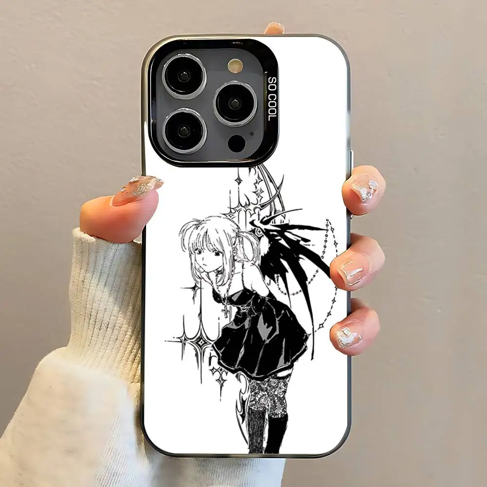 حافظة هاتف Misa D-Death N-Note لهاتف iPhone 16,15,14,13,12,11,Pro,Max,Plus,Mini,SE مضادة للسقوط باللون الأسود غير اللامع