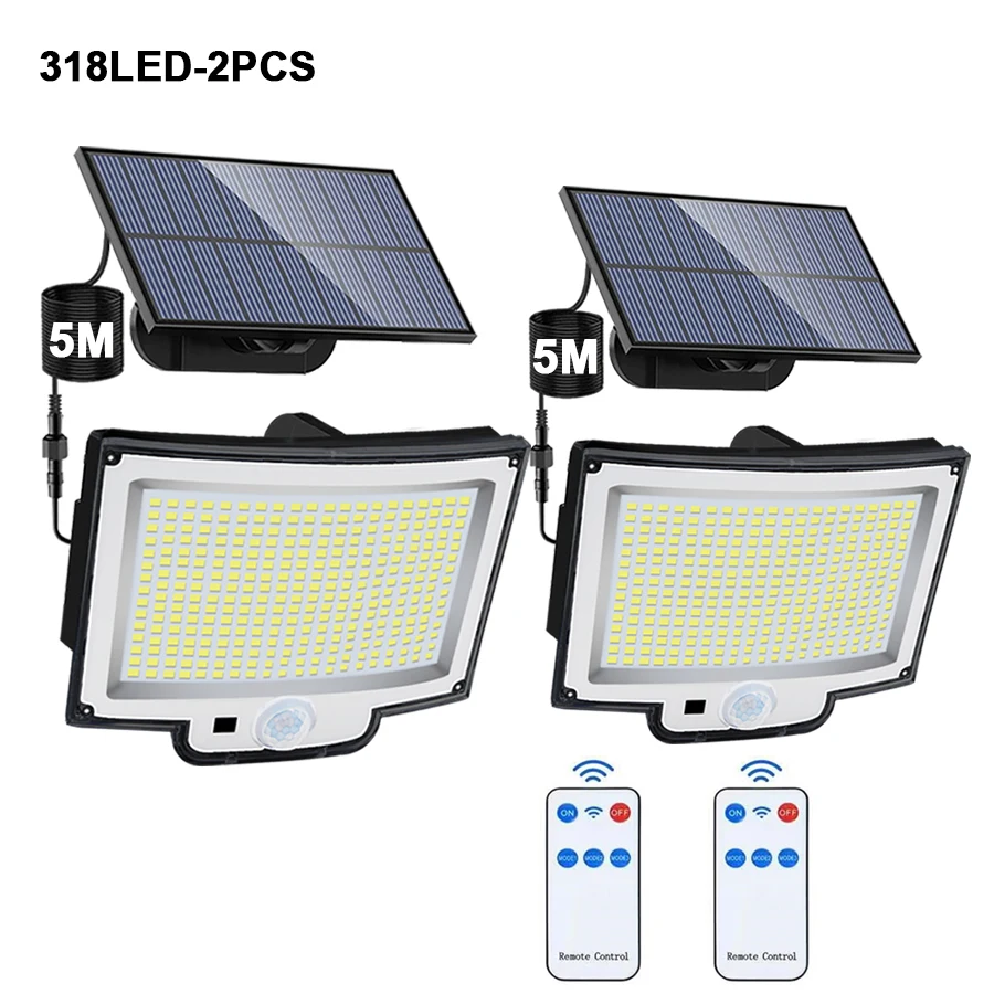 106/318 LED-Solarleuchte für den Außenbereich, 328 LED-Strahler, IP65, wasserdicht, Bewegungsmelder, menschliche Solar-Flut-Sicherheitsleuchten, 3 Modi