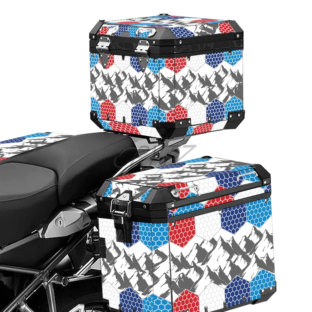 Motorcycle Top Side Stickers Decal Trunk Luggage Cases Box Aluminium Fit For R1200GS R1250GS ADV GSA F850GS Adventure 2014-2023