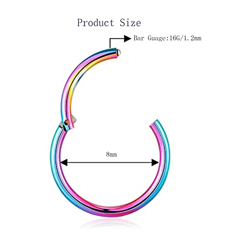 1 шт., 8 мм, хирургическая сталь, спираль, подкова, перегородка, кольцо в носу и обруч из бисера, серьги-гвоздики для хряща, пирсинг козелка