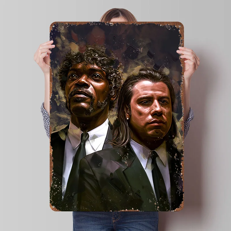 Pulp Fiction Blechposter Individuelle Wandkunst Vintage Metallschilder Retro Blechplakette für Wohnzimmerdekoration Gemütliche Wanddekoration Zuhause
