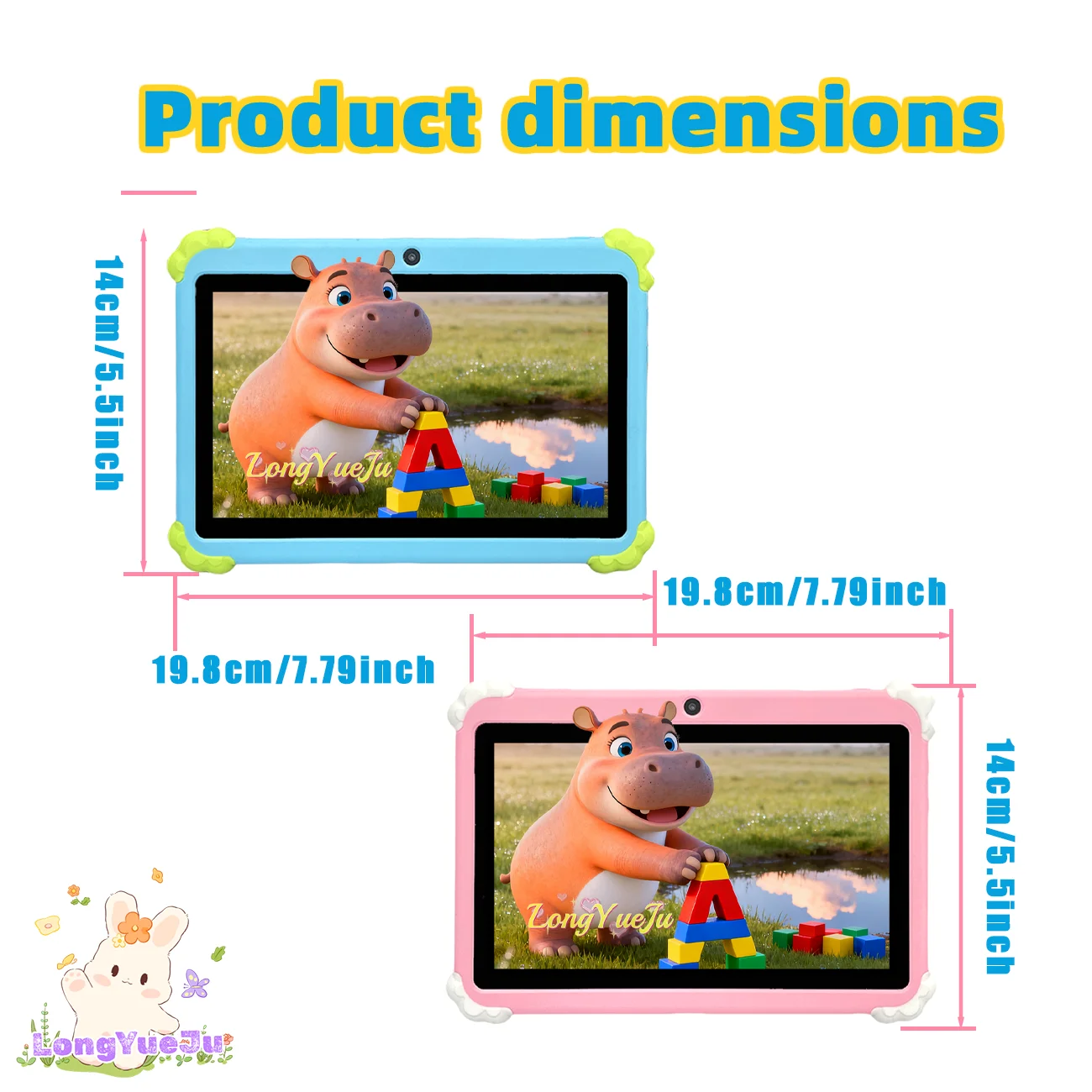 تابلت للأطفال 7 بوصة وذاكرة وصول عشوائي 2 جيجابايت وذاكرة قراءة فقط 32 جيجابايت وذاكرة قراءة فقط 3000 مللي أمبير في الساعة وأجهزة تعليمية للأطفال هدية للعطلات باللون الأزرق |   الوردي