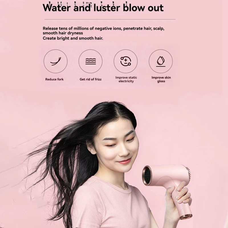 Wireless Charging Hair Dryer Household High-Speed Negative Ion Hair Dryer Cold Hot Wind Wireless Hair Dryer EU Plug A