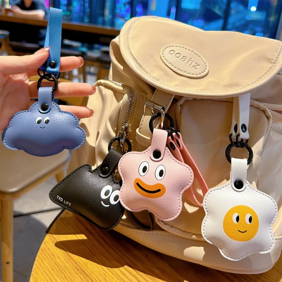 New cartoon leather weather expression keychain couple student cute bag packaging decoration pendant