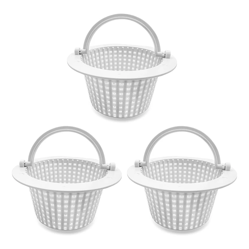 Swimming Pool Skimmer Replacement Basket With Handle, 3Pack - Above Ground Pool Thru-Wall Skimmer Baskets