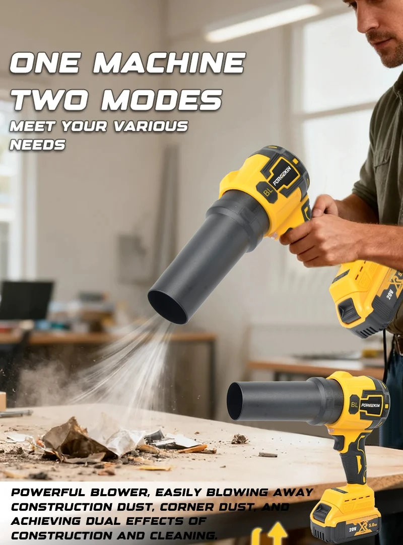 FORGEKIN Bürstenloser Elektrischer Turbolüfter, Langrohr-Gebläse, Handgehaltener Laubbläser, Schneewerkzeug für Dewalt 20V Akku – Detail 5