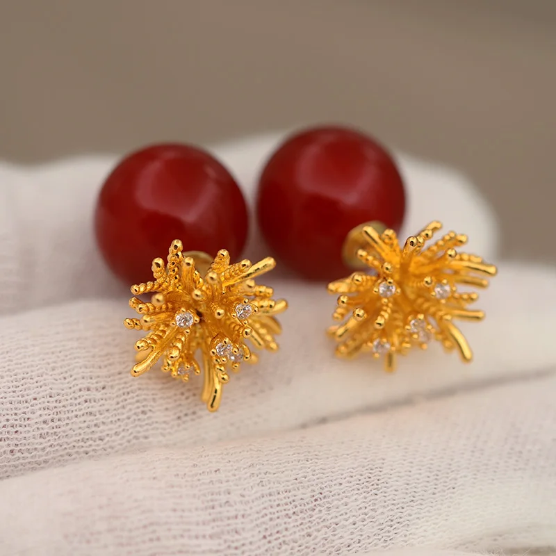 New Sight Design Crystal Flower Stud Earrings for Women Fashion Brand Jewelry Zirconia Pearl Beads Delicate Earrings