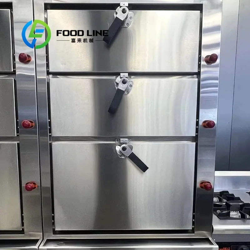 Commercial Stainless Steel Three-Door Gas Steamer & Soup-Simmering Cabinet Full-Automatic Intelligent Features