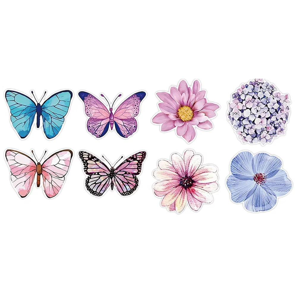 500pcs/roll 1-Inch Butterfly & Flower Shaped Self-Adhesive Stickers Decorative Labels for Gift Boxes and Crafts, Smooth Finish,