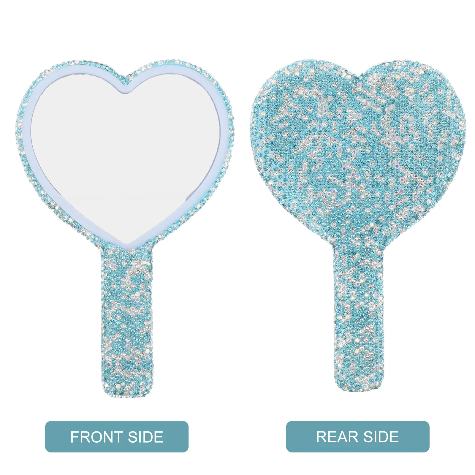 مرآة مكياج مدمجة محمولة على شكل قلب، مرآة بلاستيكية خفيفة الوزن محمولة للسفر ومرايا اليد للجيب