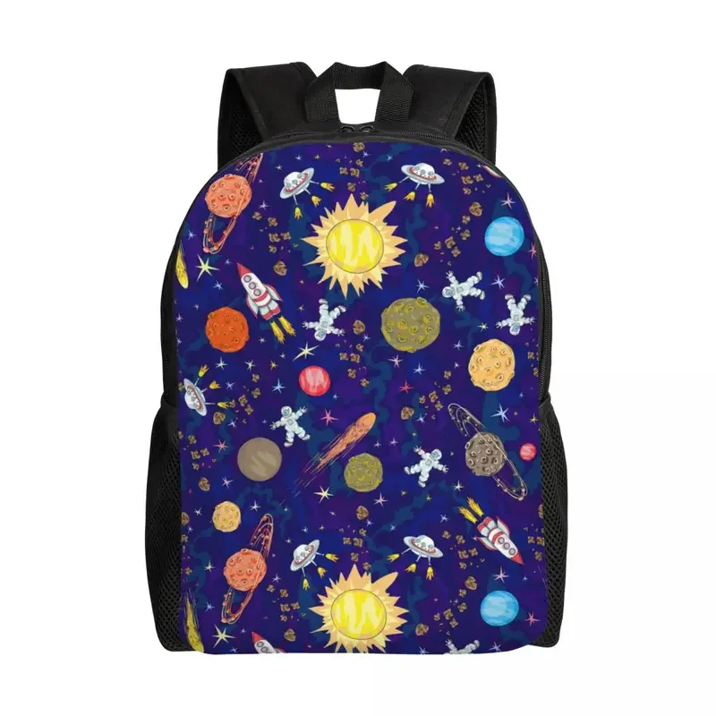 Personalized space planet rocket backpacks women men basic bookbag for school college universe astronaut spaceship bags