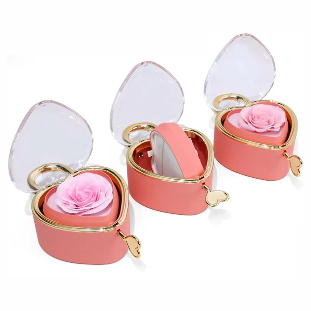 Rotation Heart-shaped Padlock Jewelry Box Luxury Soap Rose Flower Finger Ring Box Ring Display Dustproof - view 4