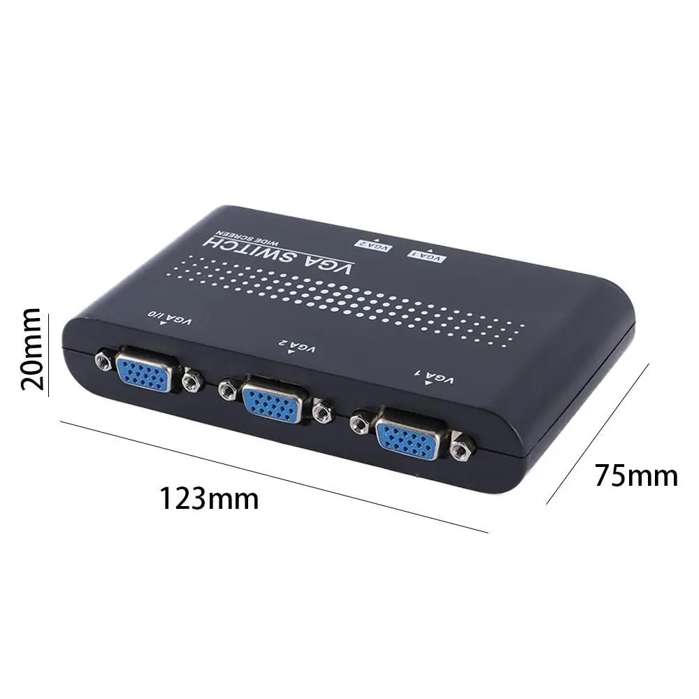 Divisor de conmutador VGA de 2 puertos, adaptador de interruptor de vídeo VGA, caja convertidora para accesorios de Monitor de PC