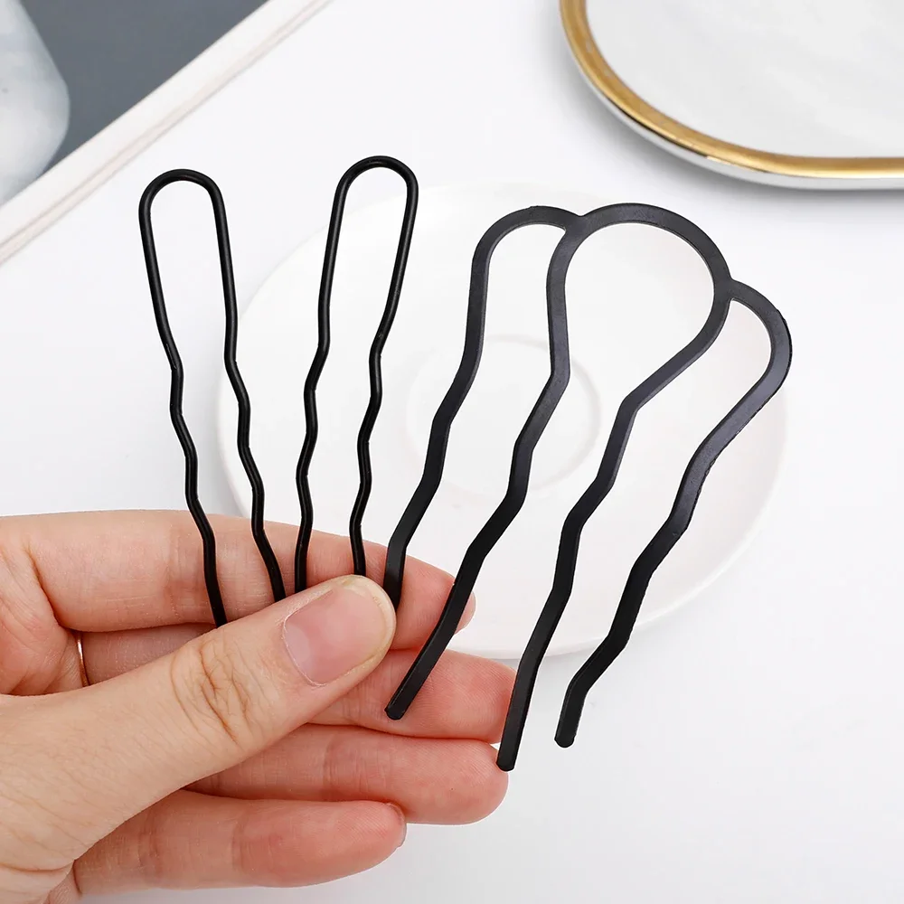 Black U-shaped Hair Fork Clip for Women Hair Pin Combs Messy Bun Hairpins Clip Side Combs Updo Sticks Simple Hair Styling Tools