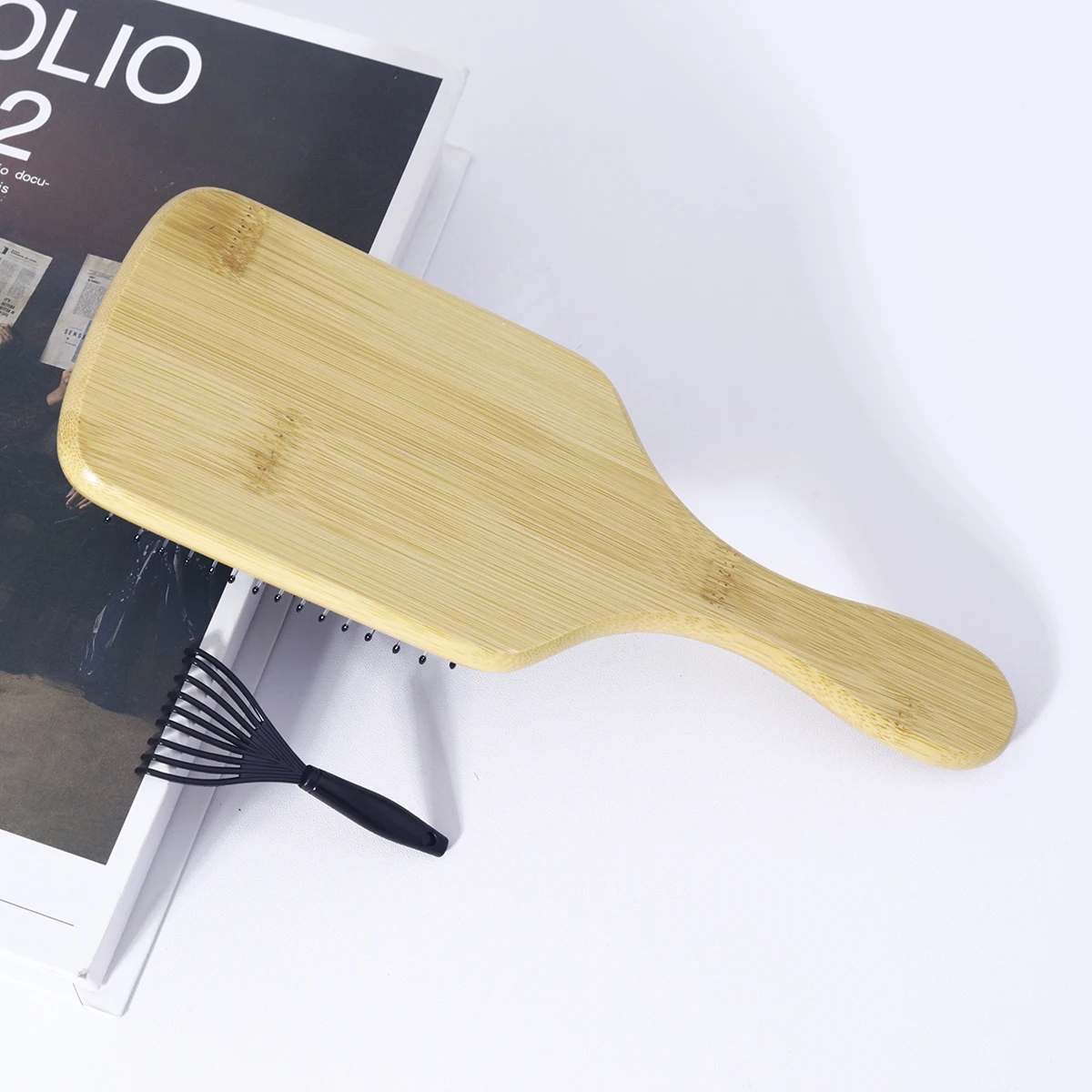 Large Bamboo and Wood Air Cushion Comb, Massage Hair Brush, Household Airbag Comb, with a Small Claw, Special for Real Hair Wigs