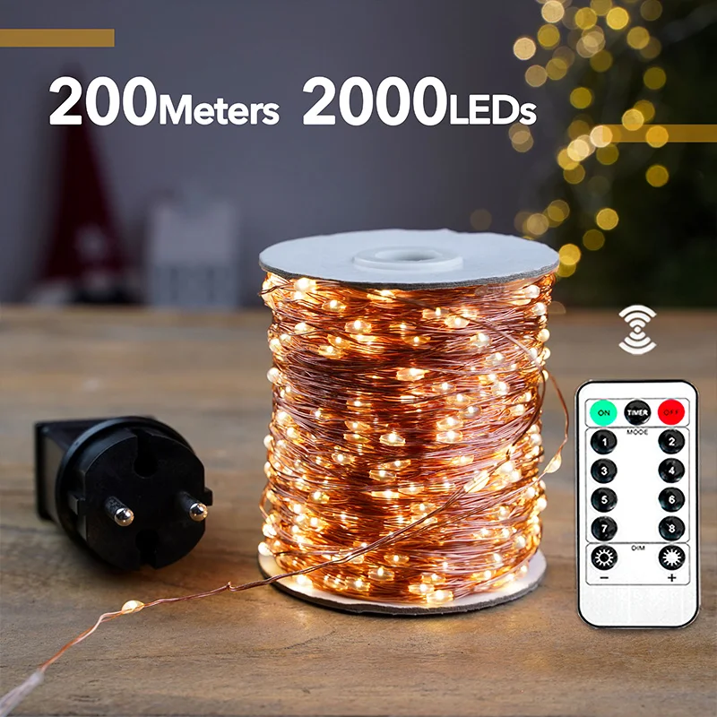 

160M 1600LEDs Copper Wire Waterproof Plug-In Fairy String Lights Outdoor Birthday Party Holiday Wedding Decor
