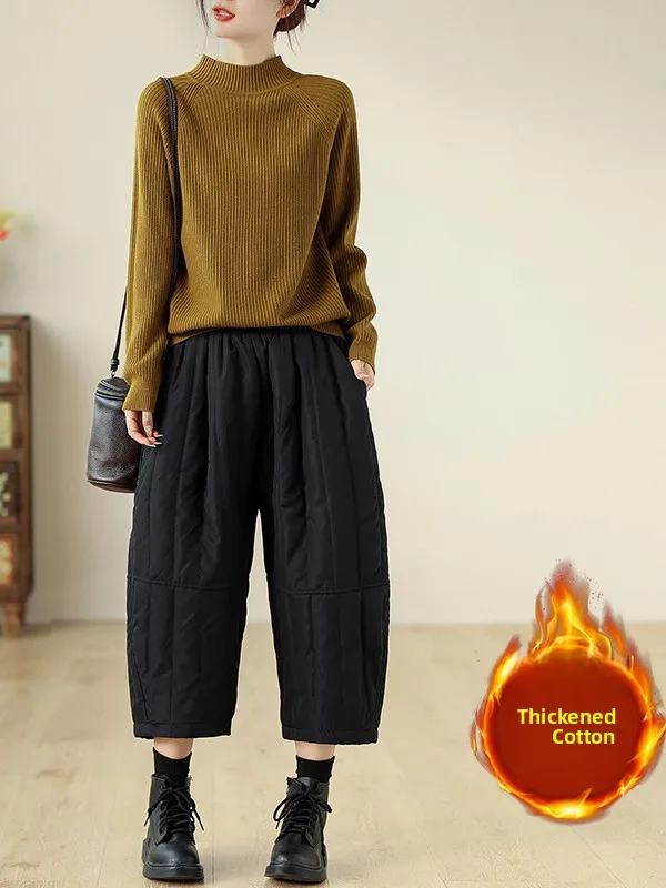 Pantaloni Harlan in cotone traspirante di nuovo arrivo invernale Pantaloni bootcut a gamba larga artistici vintage a vita alta da donna