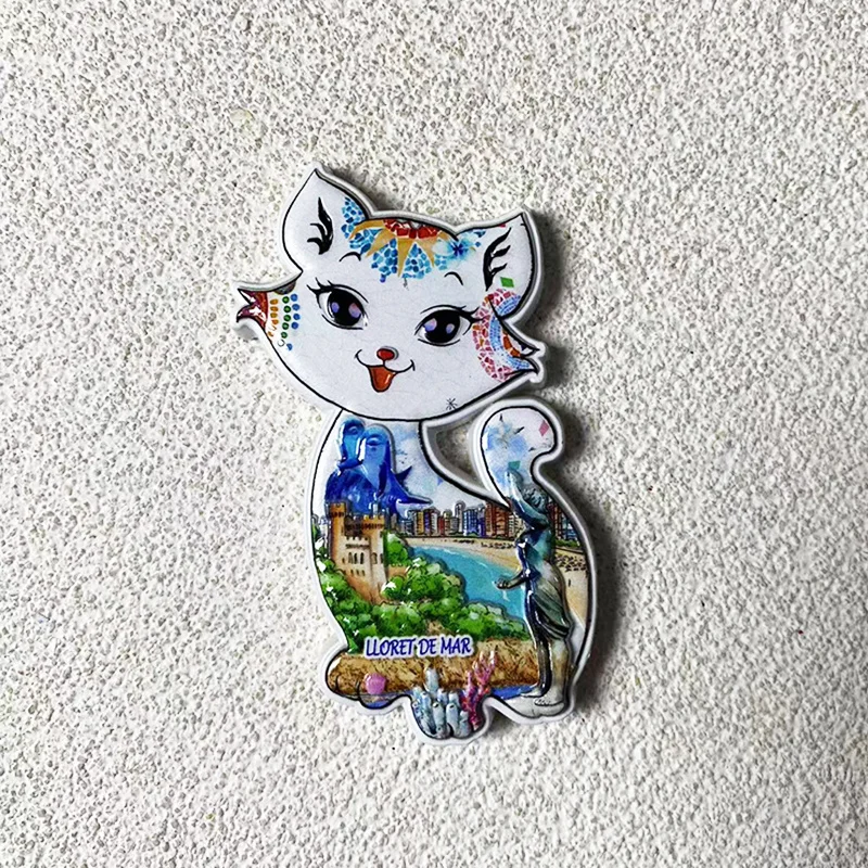 

Catalonia Spain travel souvenirs, 3D cat fridge stickers, powerful magnets, home and kitchen decoration gifts
