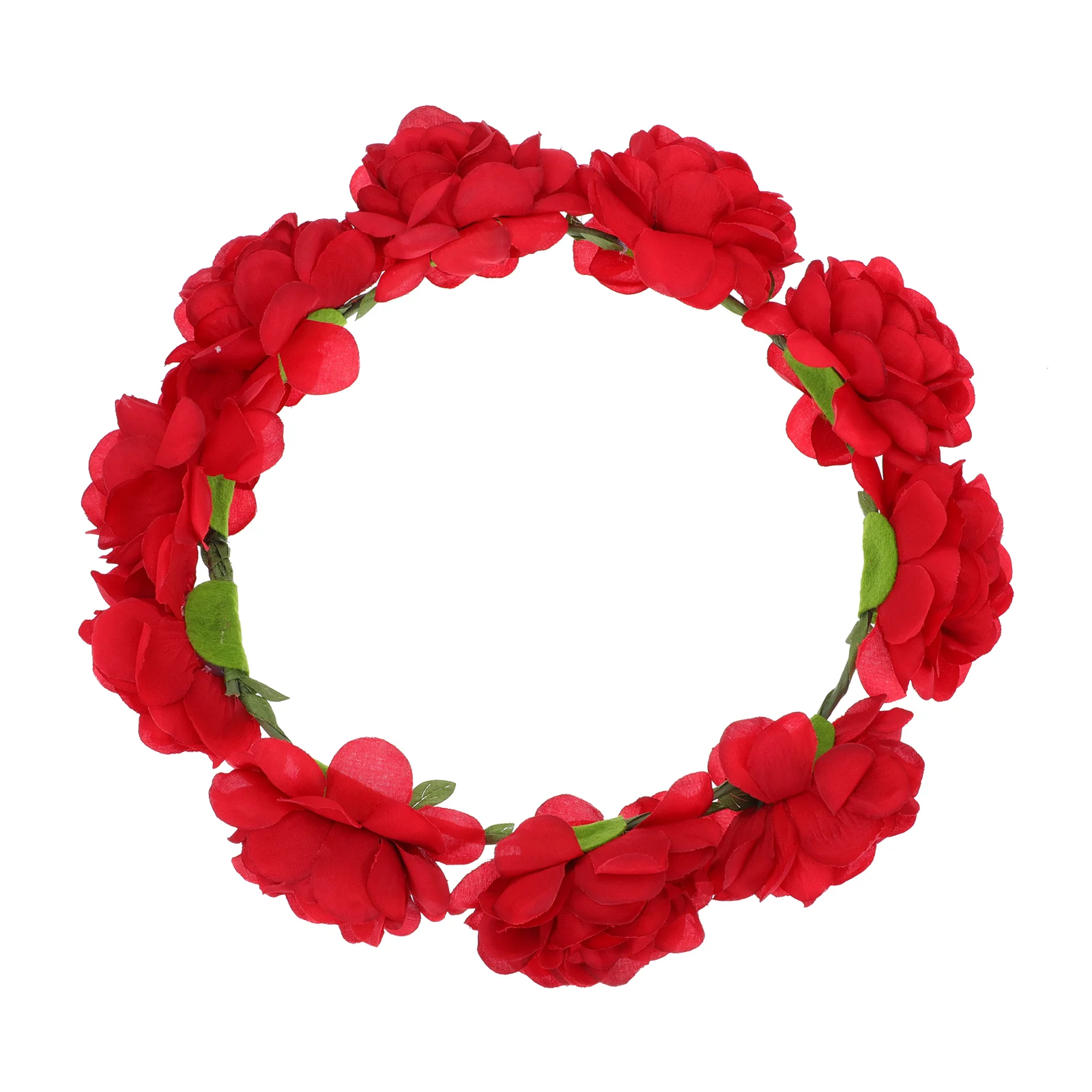 

Hairbands Red Flower Headband Floral Mini Wreath Beach Cloth Headdress for Female Headwear Circle Headpiece Bride