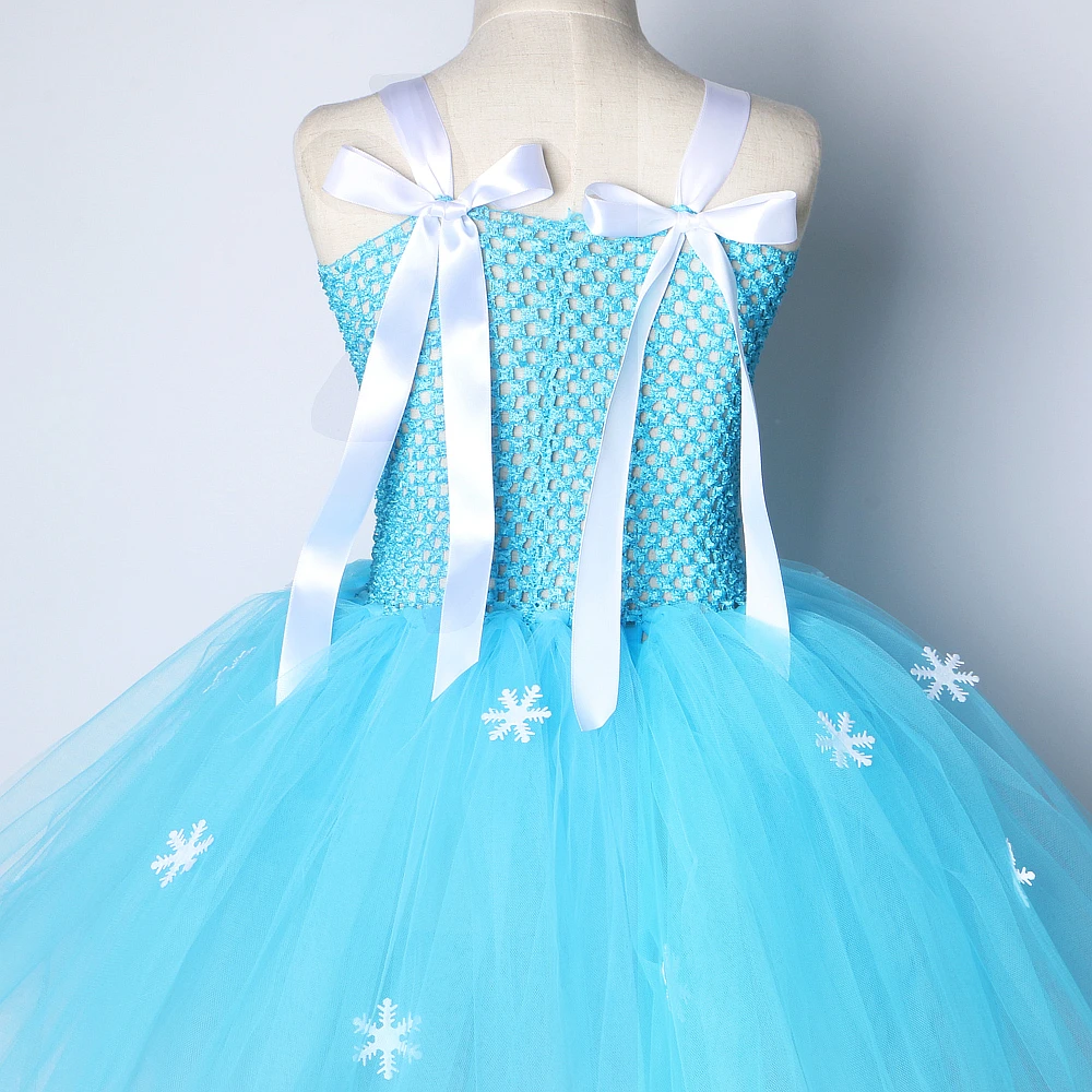 Princess Elsa Dresses for Girls Christmas Carnival Costumes Kids Snow Queen Xmas Ballet Tutus Outfit with Crown Snowflake Stick