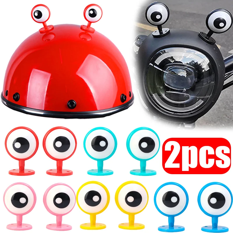 2pcs Cute Cartoon Eyes Styling Helmet Decor Personalized Helmet Stickers Motorcycles Bike Riding Helmet Decoration Accessories