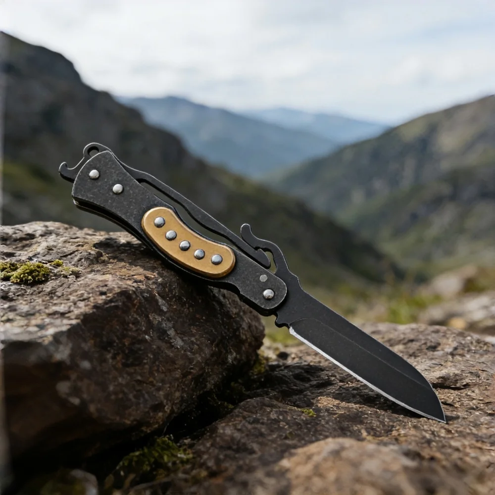 Quick Open Folding Knife Stainless Steel High Hardness EDC Pocket Knife for Camping Fishing Survival Unboxing Cutting Fruit and