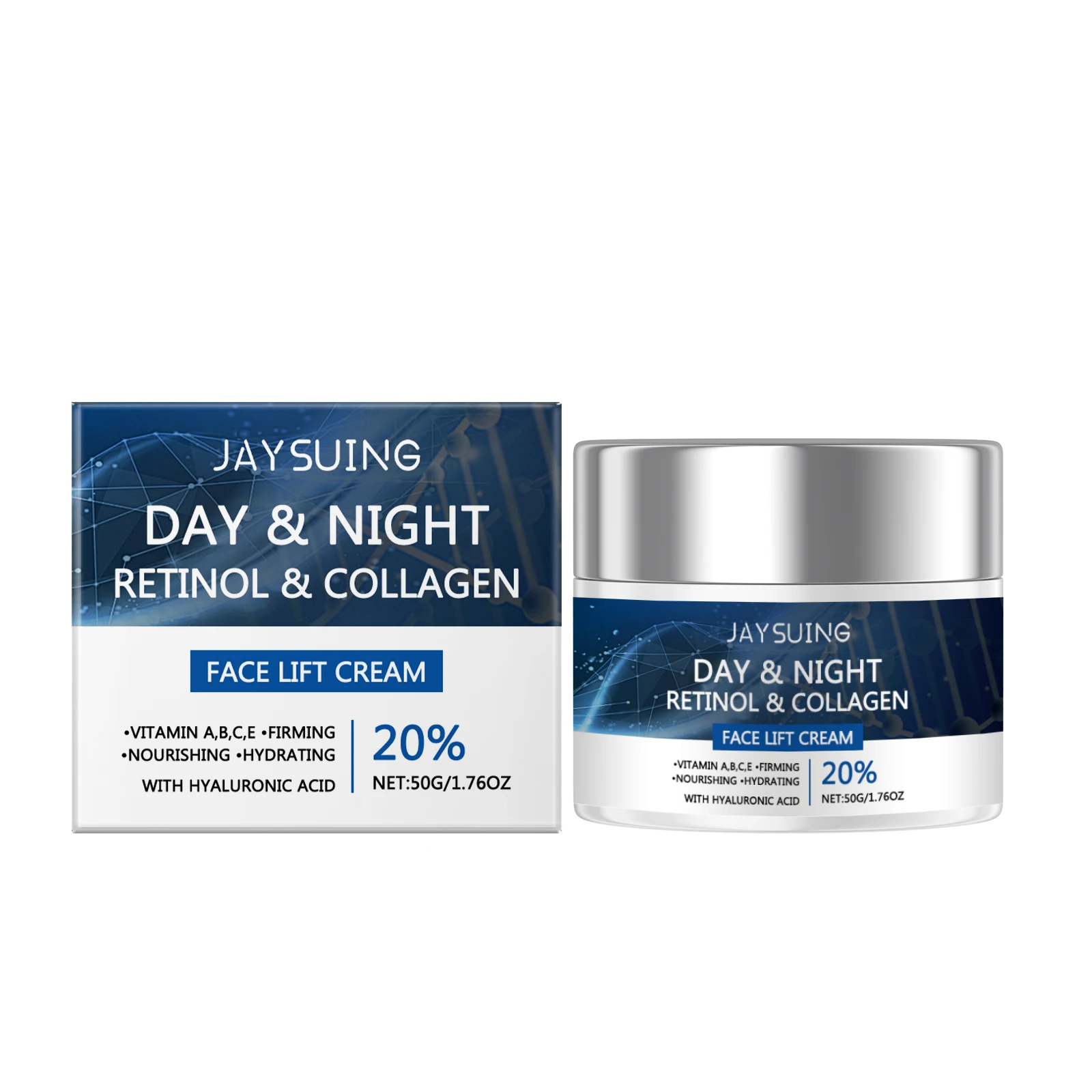 Retinol Cream Anti Aging Facial Moisturizer with Collagen Hyaluronic Acid Day Night Wrinkle Fine Lines Removal Firming Skincare