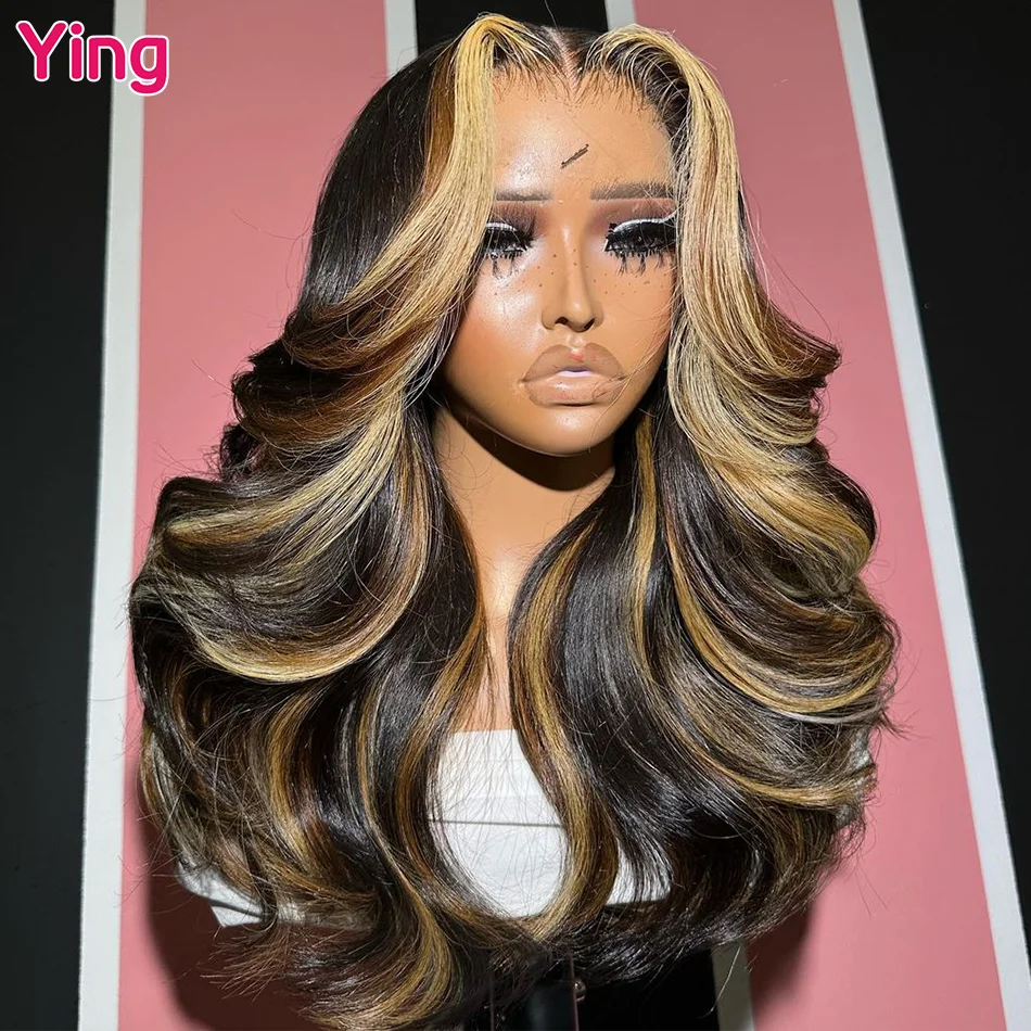 Ying 34 Inches Highlight Honey Brown Body Wave 13x4 Transparent Lace Frontal Wig 13x6 Lace Front Wig PrePlucked With Baby Hair