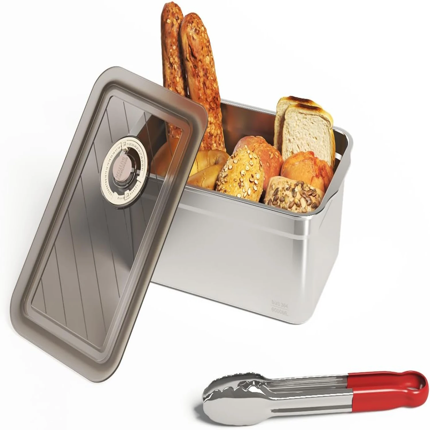 

Stylish, Spacious, and Durable Stainless Steel 6.34 Qt / 6 L Bread Box - Generous Airtight Container with Bakeable Bread Keeper