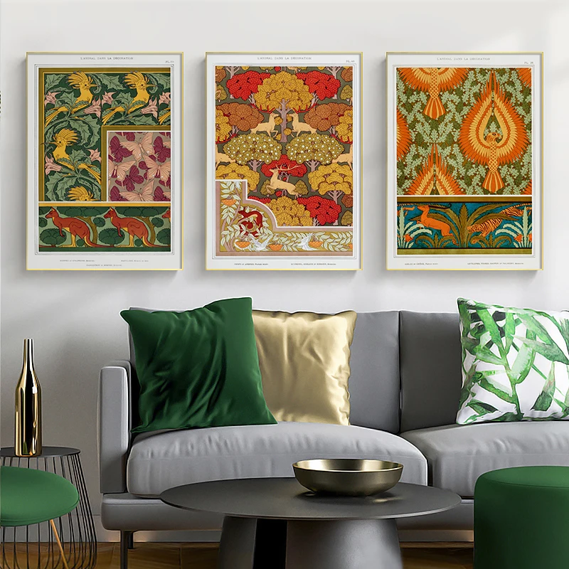 Vintage Art Nouveau Prints And Poster Luxury Home Decor Canvas Painting Wall Art Print Decorative Picture for Living Room