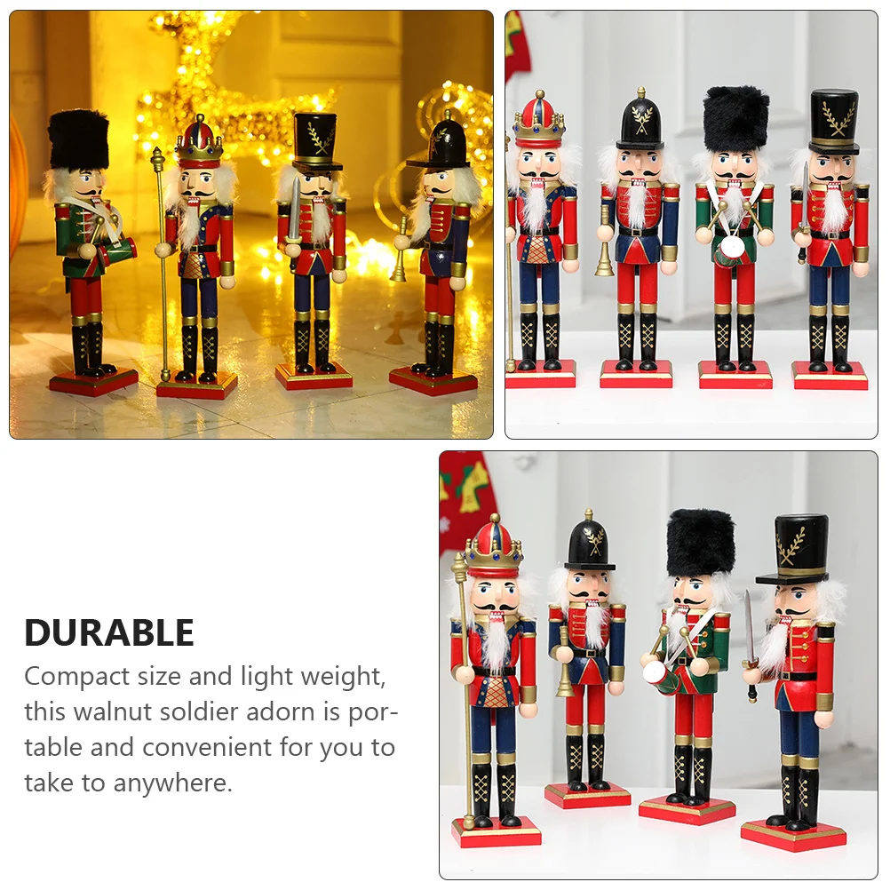 

1 pc Walnut Soldier Adorn Wooden Xmas Nutcracker Xmas Nutcracker Scene Ornament Desktop Wooden Puppet Crafts Puppet