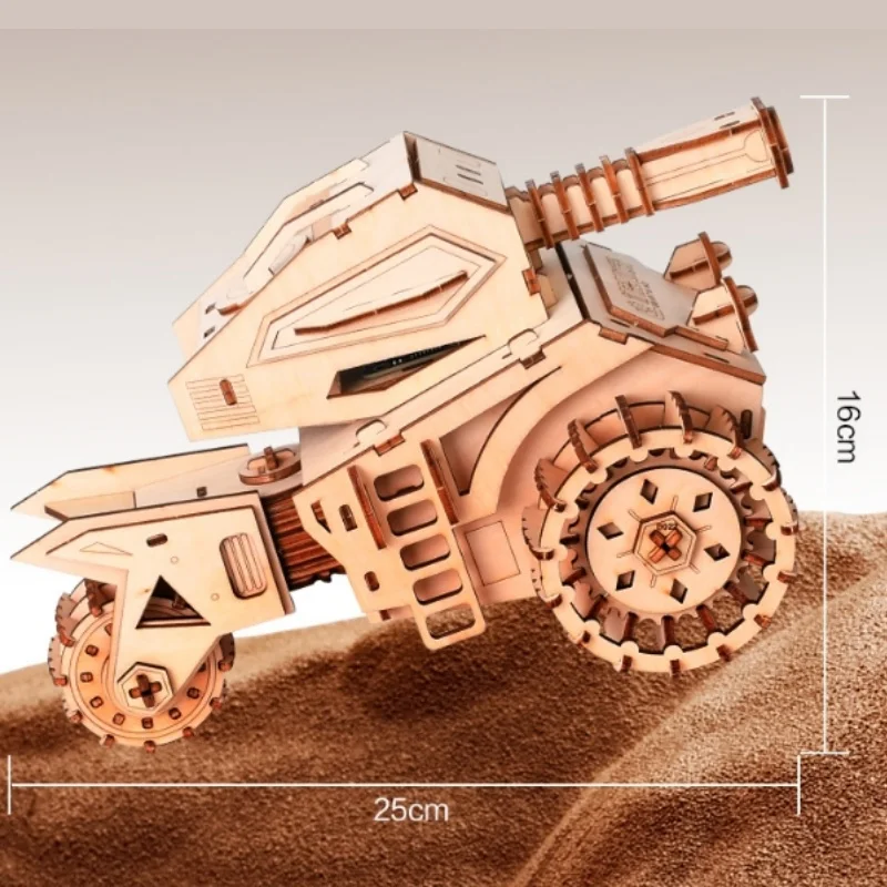 Houten geassembleerde modeltanks houten 3D driedimensionale puzzelblokken studenten educatief speelgoed cadeau elektrische afstandsbediening