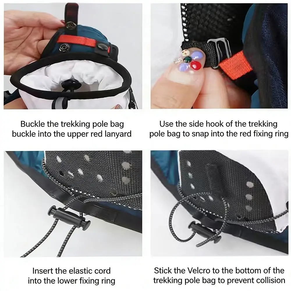 

Lightweight Hiking Pole Storage Bag White Black External Design Trekking Poles Bag Opening Tightening Portable Sport Backpack