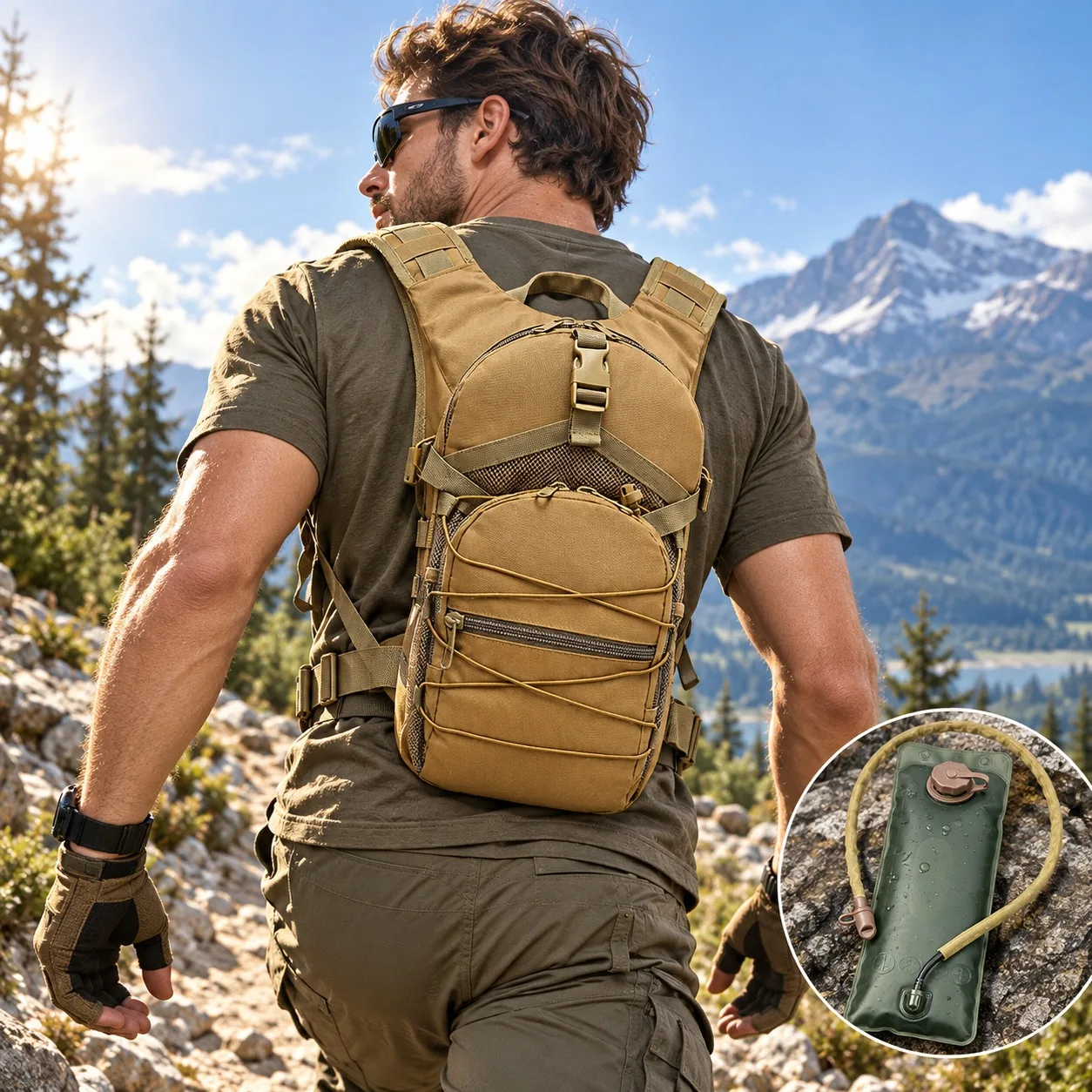 Tactical Hydration Backpack With 3L Water Bladder Outdoor Camping Hiking Cycling Molle Tactical Water Storage Backpack for Men