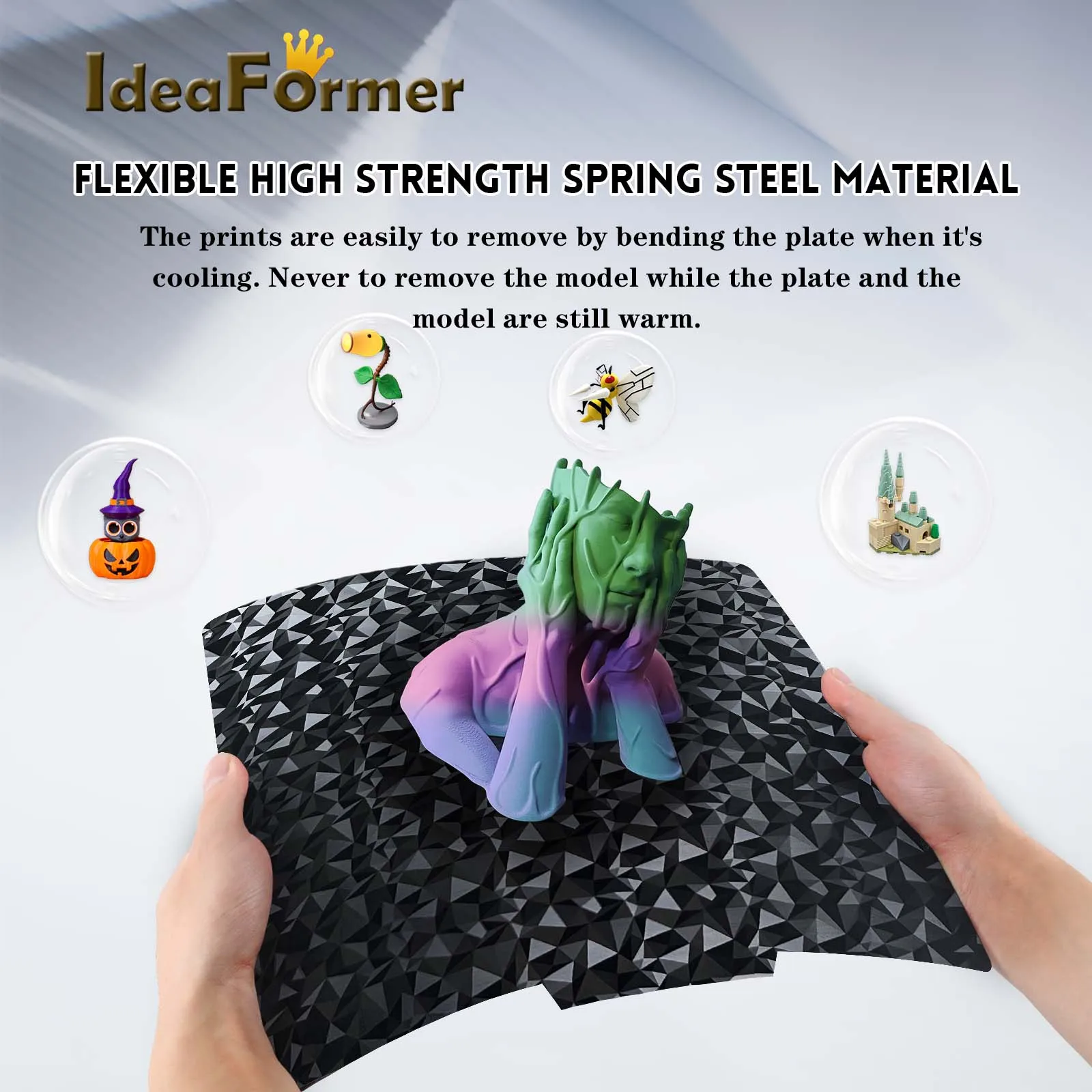 Imagem -03 - Ideaformer-spring Steel Sheet para Ender5 Plus 3d Print Bed Peo Smooth Pet Base Magnética 377x 370 mm