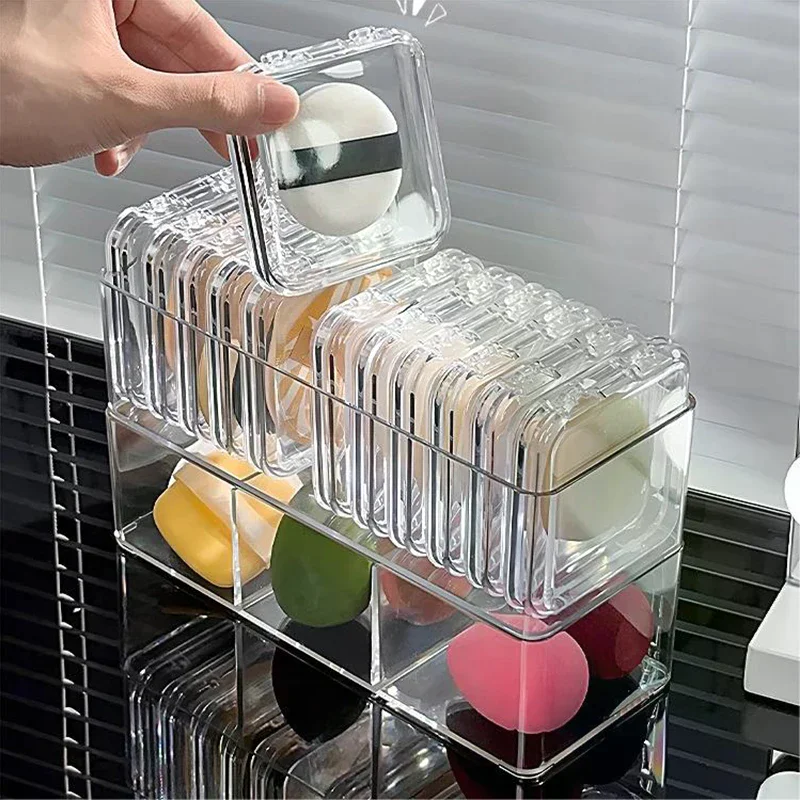 Make-up Bladerdeeg Display Box Make-up Ei Opbergrek Luchtkussen Bladerdeeg Transparante Opslaghouder Desktop Organisatie Tool