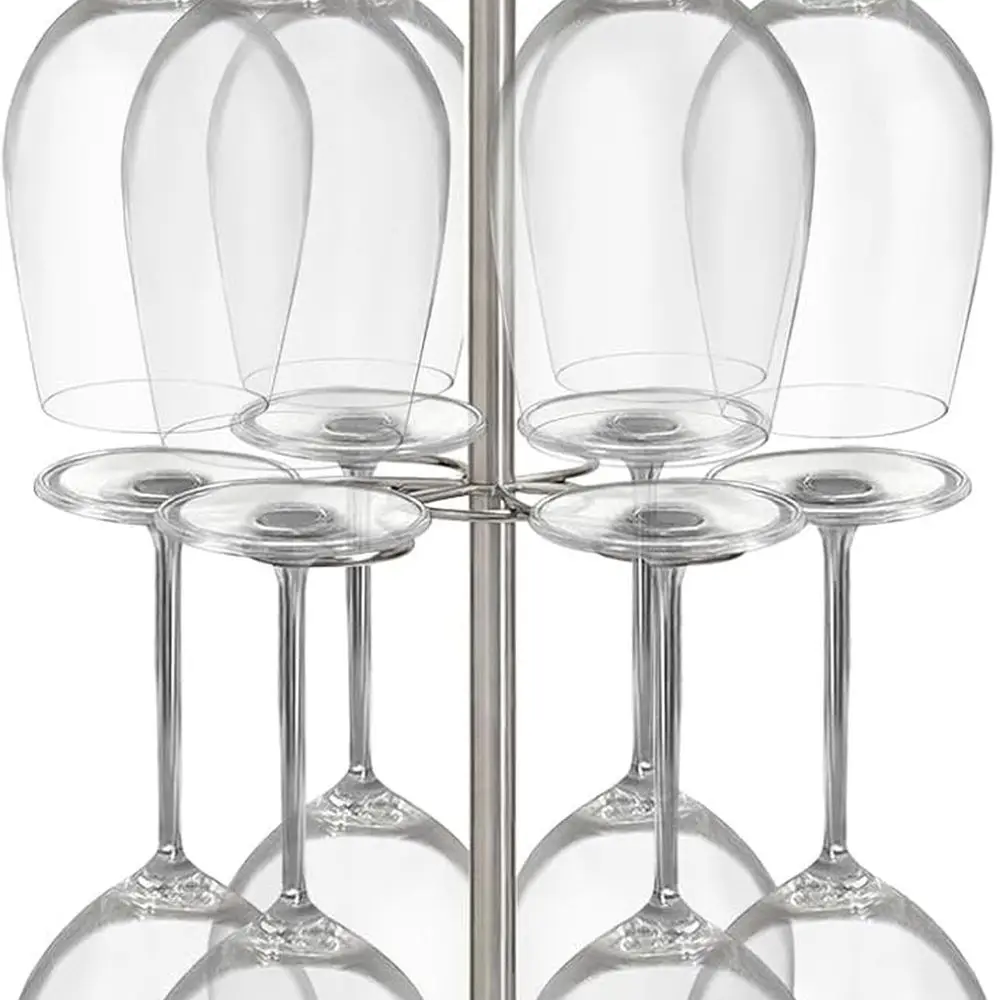 

Sturdy Stainless Steel Wine Glass Holder - 12-Slot Marble Base Tabletop Rack for Stemware and Cocktail Glasses