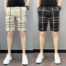 Wear Plaid Shorts Outside  Summer Men's Quarter Pants Thin Casual Men's Quarter Short Korean Trend Versatile Beach Pants