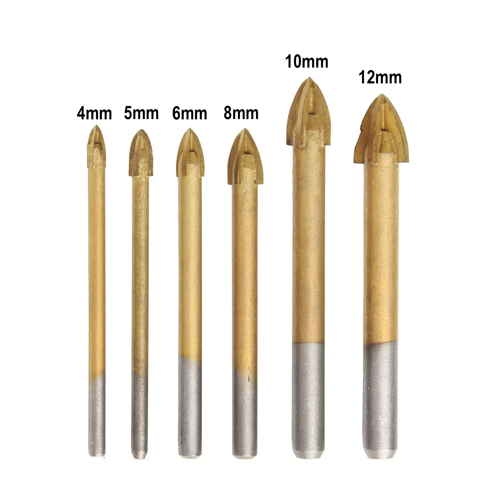 6PCS Cross Tile Drill Bits Set 6-12mm Hole Opener Triangle Drilling Tool For Wood Metal Tile Concrete Ceramic Drill Bits