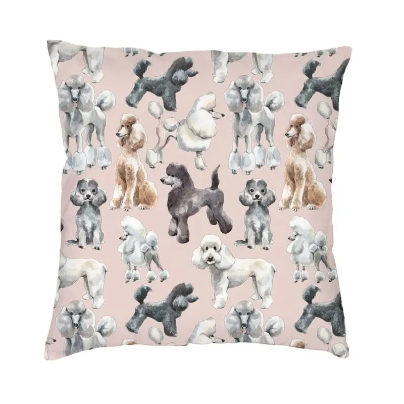 Cute Poodles Dog Throw Pillow Case 40*40cm for Living Room Pudel Caniche Sofa Chair Cushion Cover Square Pillowcover With Zipper