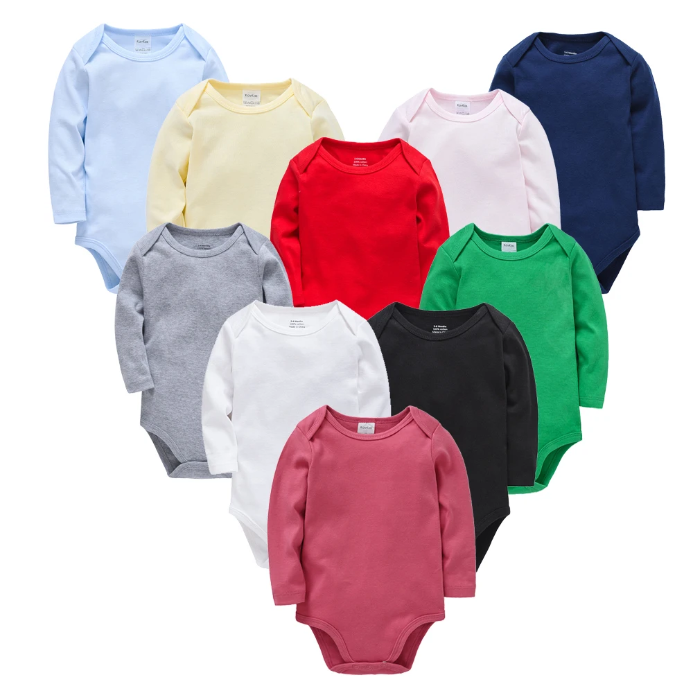 1/3 Pcs KAVKAS Baby Clothing Rompers Boys 100% Cotton Plain Bodysuit Girls Blank Muslin Jumpsuit 0-24 Months