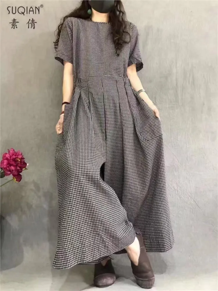 بدلة قفز صيفية كبيرة الحجم منقوشة مطبوعة بدلة قفز نسائية غير رسمية فضفاضة ذات ثنيات واسعة الساق بدلة قفز نسائية طويلة